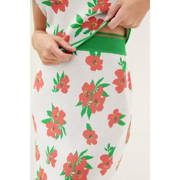 EVA FRANCO x Anthropologie floral 2 piece set skirt tank vacation travel M - Picture 5 of 11